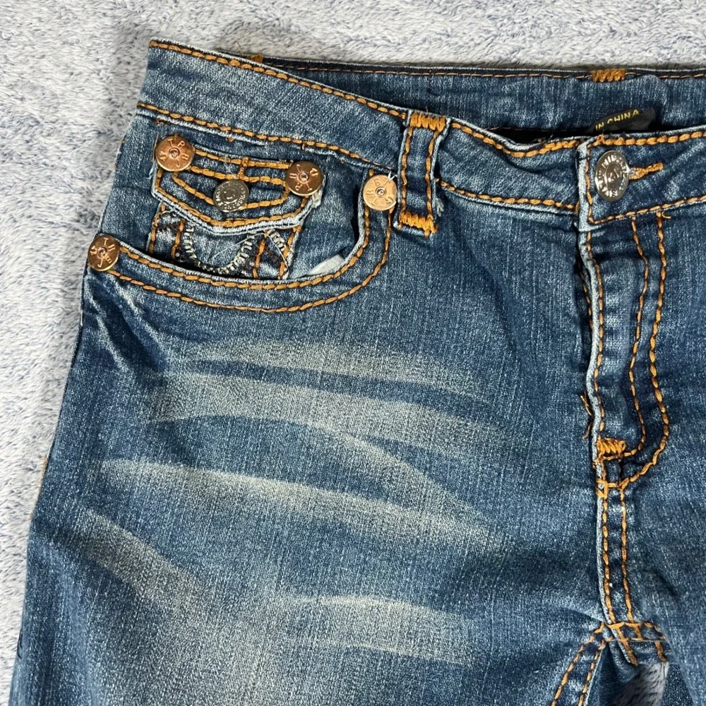 True Religion Joey Big T Flare Jeans‎ Medium Wash Blue Denim Size 34